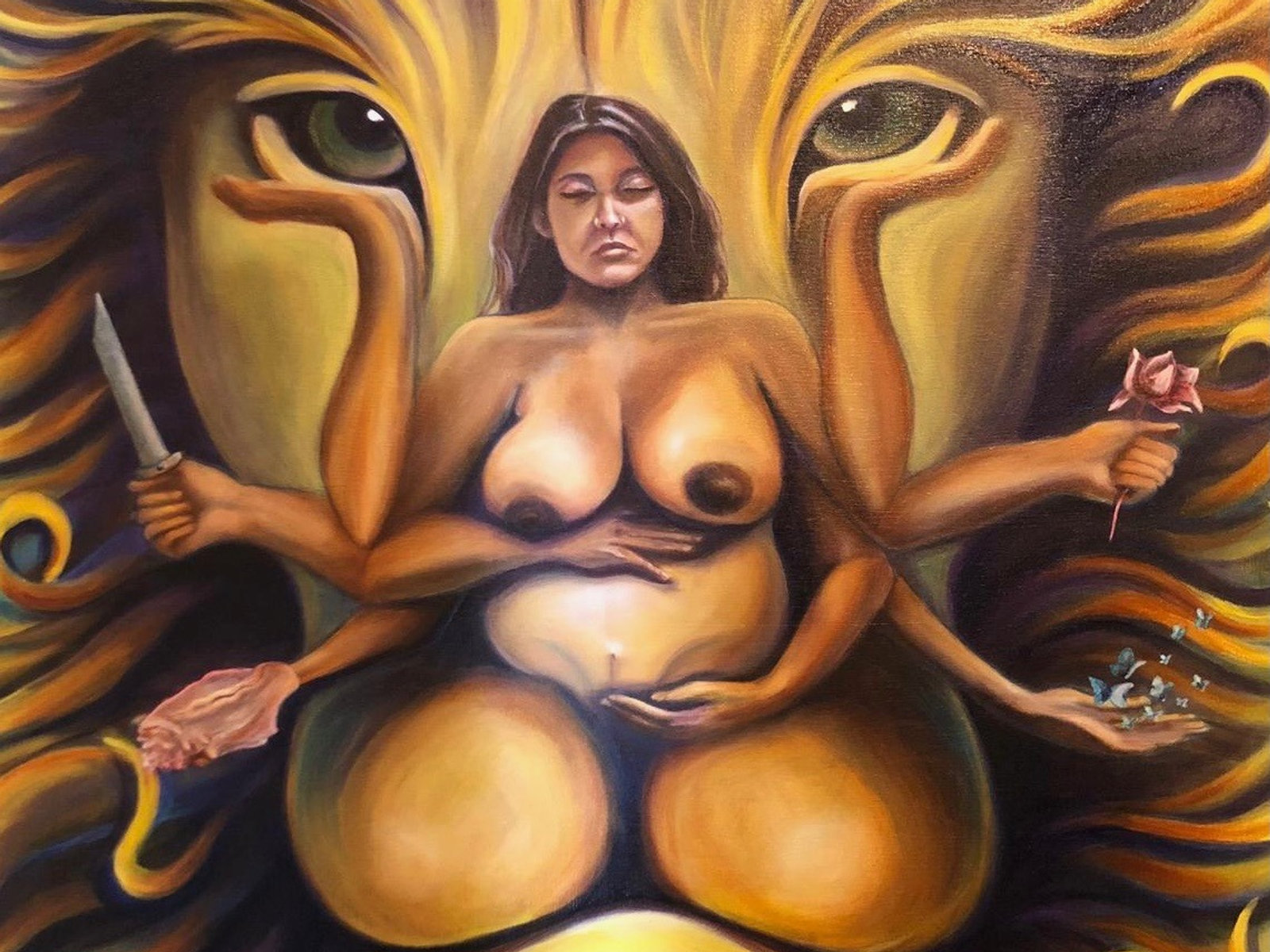 Durga Ma in Leo — original oil painting by Amelia Passer